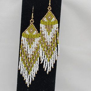 NWOT Native American Inspired Beaded Fringe Earrings